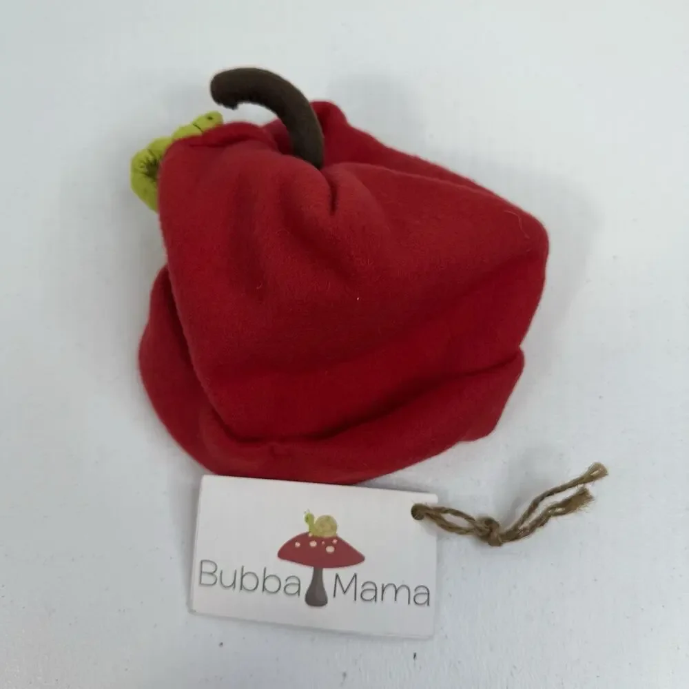 Bubba Mama Red Apple Hat Baby Toddler Child Beanie Baby Pictures Green Worm Cute